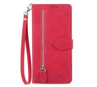 for OPPO Reno15 Pro Max Wallet Case with 7 Card Holder, PU Leather Zipper Pocket Protective Cover, Red