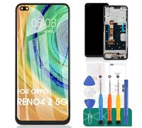 For Oppo Reno4 Z 5G LCD Display For Oppo Reno 4 Z 5G Screen Replacement For Oppo Reno 4Z 5G Touch CPH2065 Digitizer (Black,With Frame)