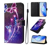For Oukitel C50 Case, Premium Leather Painted Wallet Book Flip Stand View Phone Cover with Card Holder Slots Compatible with Oukitel C50,Fireworks Butterfly