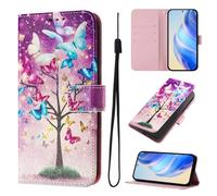 For Oukitel C50 Case, Premium Leather Painted Wallet Book Flip Stand View Phone Cover with Card Holder Slots Compatible with Oukitel C50,Butterfly branches