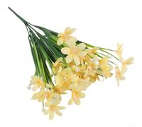 For outdoor Artificial Floral Stems Mimicking Baby's Breath with 7 Branches and 4 Flowers Per Branch for Layered Visual Effect (Light Yellow)