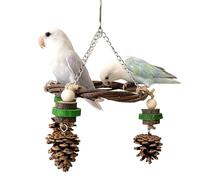 for Parakeet Cage, Hanging Hammock for Climbing, Chewing, Wooden Bird Perch, for Sparrows, Hummingbirds, Climbing, Chewing, Posing, Playground, Outdoor, Indoor and Home