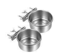 for Parakeets, Stainless Steel Pet Bowl 2 Pieces | Feeding and Hydration Accessories for Cage, for Pigeons, Chickens, Small Animals, Chinchillas, Mice, Chicken Coop and
