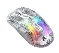 For PC Laptop Transparent Wired Wireless Bluetooth-compatible 2.4G Three types of connection Mouse Mute RGB Colorful Game Electronic Competition Office Mouse (WHITE)