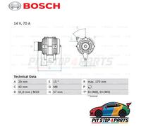 For Peugeot 107 Alternator Bosch 0986049960 Premium High Performance 2005-2014