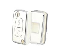 For Peugeot 207 307 308 407 607 807 For C2 C3 C4 C5 C6 2 Buttons Car Remote Key Case Flip Folding Key Shell Cover(White silver)