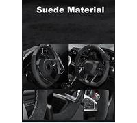 For Peugeot 38cm Suede Cow Leather Car Steering Wheel Cover Hollow Pattern Automotive Interior Accessories Automotive Wheel Cover(Red)