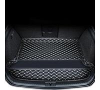 For Peugeot 5008 SUV (7 Seats) 2017-2025 Car Leather Trunk Mats Boot Liners, Tailored Anti-Slip Waterproof Cargo Pet Carpets with Raised Edges, Protector Accessories, B/Black White