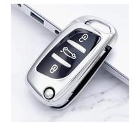 For Peugeot C1 C2 C3 C4 C5 DS3 DS4 DS5 DS6 Auto Key Shell Accessories Soft TPU 3 Button Car Fold Key Case Full Cover(Silver)