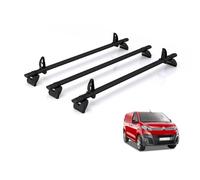 For Peugeot Expert 2016+ Roof Rack Rhino Kammbar Black 3 Bars | Only fits L1 Compact Wheelbase, 3x Aluminium Roof Bars [JD3BA]