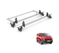 For Peugeot Expert 2016+ Roof Rack Rhino Kammbar Fleet 2 Bars + Roller | Only fits L2 Standard / L3 Long Wheelbase with Barn Doors, 2x Steel Roof Bars With Ladder Roller [JC2FL/BR25]