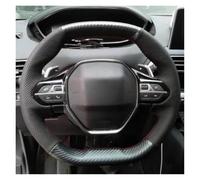 For Peugeot For E-208 2020 508 208 3008 4008 Car Steering Wheel Cover Carbon Fibre Genuine Leather Steering Wheel Braiding Cover Steering Wheel Cover(3 Colors Thread)