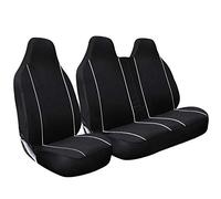 FOR PEUGEOT PARTNER 2013 - Premium Luxury Van Seat Covers Single Drivers And Double Passengers Seat Covers - 2 + 1 - Black And White Piping