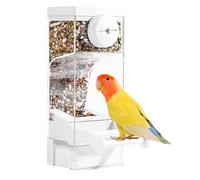 for Pigeons - Transparent Automatic Food Dish with Double Stand, Bird Food Dispenser - for Finch Monk Parrots, Home, Garden, Patio, Balcony, Park,