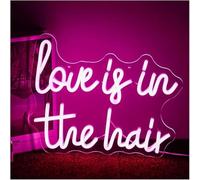 For Pink LED Light "Love Is In The Hair" for Hair Salon and Nail Wall Decor neon light(38x30cm)