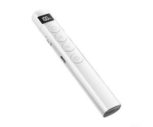 For Powerpoint Wireless Remote Presenter with USB Dongle Digital Charging Status and Ergonomic ABS Design (White)
