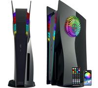 For PS5 Faceplates with Cooling Vents LED Lights, Megadream Cooling Cover Replacement Plates Shell Accessories Anti-Scratch Dustproof (Electroplated black)