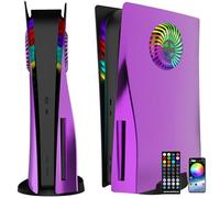 For PS5 Faceplates with Cooling Vents LED Lights, Megadream Cooling Cover Replacement Plates Shell Accessories Anti-Scratch Dustproof (Electroplated Purple)