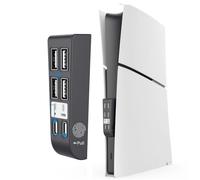 for PS5 Slim 6 Port USB Hub Splitter, 4 USB 2.0 Ports + 1 Type C 3.1 Port + 1 USB Charging Port USB Splitter Adapter Hub for PlayStation 5 Slim Optical & Digital Console (Black)