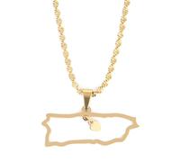 For Puerto Rico Stainless Steel Map Pendant Necklaces Map Jewelry Gold Color for Women Man Party Gifts Earrings Sets Round Ball Jewelry (Model 9)