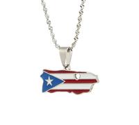 For Puerto Rico Stainless Steel Map Pendant Necklaces Map Jewelry Gold Color Items for Bridal Women Man Party Gifts Earrings Sets Round Ball Jewelry (Model 9)