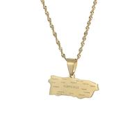For Puerto Rico Stainless Steel Map Pendant Necklaces Map Jewelry Gold Color Items for Women Man Party Gifts Earrings Sets Ball Jewelry (Model 3)