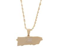 For Puerto Rico Stainless Steel Map Pendant Necklaces Map Jewelry Gold Color Items for Women Man Party Gifts Earrings Sets Jewelry (Model 7)