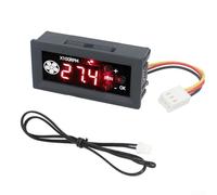 For PWM Fan Speed Controller 4 Wire 12V DC with Temperature Probe Digital Display Supports Reverse Fan Operation and Low Temperature Shutdown (3P + black dots)