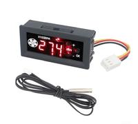For PWM Fan Speed Controller 4 Wire 12V DC with Temperature Probe Digital Display Supports Reverse Fan Operation and Low Temperature Shutdown (3P + cylinders)