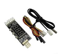 For PWM fan temperature control module with 4 wire connection and digital display for temperature and speed, compatible with DC 12V fans