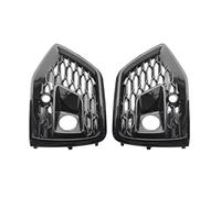 For Q5 RS S-Line Sline Sport Left&Right Front Bumper Lip Fog Light Hoods Grille Grill By ACC Lamp Cover(21-Up Gloss Black)