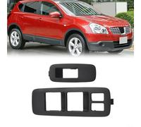 For Qashqai J10 Switch Bezel, Electric Glass Control Panel Trim, Front Door Power Button Cover, 80960-2DX0A 80961-2DX0A Replacement, Black ABS Interior Switch