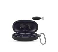 for QCY T30 AIR Wireless Earbuds,daunke Soft Silicone Protective Cover,Skin Case with Carabiner,Full Protection,Black