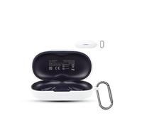 for QCY T30 AIR Wireless Earbuds,daunke Soft Silicone Protective Cover,Skin Case with Carabiner,Full Protection,White