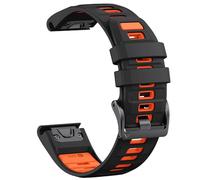 For QuickFit 26mm 22mm Two Tone Silicone Strap For Garmin Fenix E 8 7X 7 6 6X For Epix Pro Gen 2 51mm 47mm For Tactix Watch Band Accessories,Black Orange,26mm,For Fenix 7X 7X Pro
