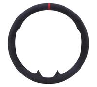 For R&enault For Clio 3 For Clio 3 RS DIY Black Suede Leather Braid Steering Wheel Customized Car Steering Wheel Cove Car Steering Wheel Cover(Red Thread)