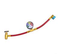 for R1234YF Professional AC Charging Hose with Pressure Gauge for Car Air Conditioning System Recharge Kit with 1/2 LH Can Opener Red 600-3000PSI