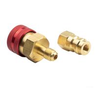 For R1234yf to R134a Quick Coupler Adapter Kit, High and Low Side Brass Converters with /4 in SAE Connectors, Blue Low Pressure and Red High Pressure Air Condition