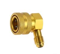 For R134a Air Conditioning Quick Coupler Adapter 90 Degree Brass Fitting for Low Side Applications and 1/4 SAE Compatibility