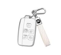 For Range Rover Key Fob Cover for Land Rover Discovery 4 5 Sport Defender LR2 LR4 Freelander 2, TPU 5-Button Jaguar Key Fob Case for Range Rover Sport Evoque Velar Vogue Jaguar XE XF XJ F-Pace (White)