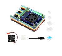 for Raspberry Pi 4 Case,Colorful Rainbow Acrylic Case Box with Cooling Fan,4 PCS Heatsinks, 1 PC Screwdriver, 1 PC Rubber Feet for Raspberry Pi 4 Model B
