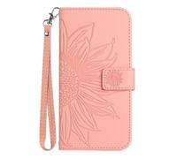 for Realme 13 Pro/Realme 13 Pro+ 5G with RFID Blocking Leather Wallet Case Credit Card Holder, Embossed Sunflower Flip Folio Wallet Phone case Shockproof Cover Women Men for Realme 13 Pr,Pink