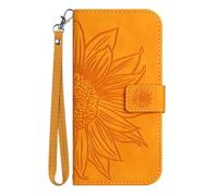 for Realme 13 Pro/Realme 13 Pro+ 5G with RFID Blocking Leather Wallet Case Credit Card Holder, Embossed Sunflower Flip Folio Wallet Phone case Shockproof Cover Women Men for Realme 13 Pr,yellow