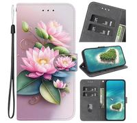for Realme 14 Pro Plus Case Leather, Shockproof Wallet Book Flip Folio Stand View Cover Magnetic Closure with Card Slots and Kickstand for Realme 14 Pro Plus Phone Cover Lotus flower
