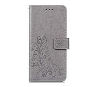 for Realme C65 Case, Shockproof PU Leather Flip Cover Lucky Leaf Notebook Wallet Case With Magnetic Closure Stand Card Holder ID Slot Folio Soft TPU Bumper Protective for Realme C65 grey