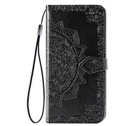 for Realme C65 Case, Shockproof PU Leather Flip Cover Mandala Notebook Wallet Case With Magnetic Closure Stand Card Holder ID Slot Folio Soft TPU Bumper Protective for Realme C65 black