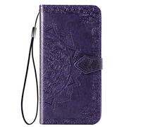 for Realme C65 Case, Shockproof PU Leather Flip Cover Mandala Notebook Wallet Case With Magnetic Closure Stand Card Holder ID Slot Folio Soft TPU Bumper Protective for Realme C65 purple