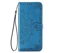 for Realme C65 Case, Shockproof PU Leather Flip Cover Mandala Notebook Wallet Case With Magnetic Closure Stand Card Holder ID Slot Folio Soft TPU Bumper Protective for Realme C65 blue
