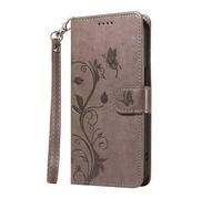 For Realme GT 6 Case Embossed Tree Flower Wallet Book Stand View Shockproof Case Cover Magnetic [Kickstand] Card Holders Premium Leather Flip Folio Case For Realme GT 6 grey