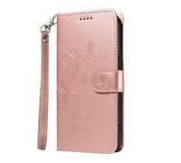 For Realme GT 6 Case Embossed Tree Flower Wallet Book Stand View Shockproof Case Cover Magnetic [Kickstand] Card Holders Premium Leather Flip Folio Case For Realme GT 6 Rose gold